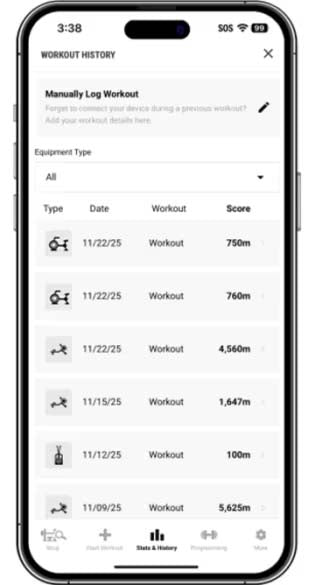 Rogue App ワークアウト履歴