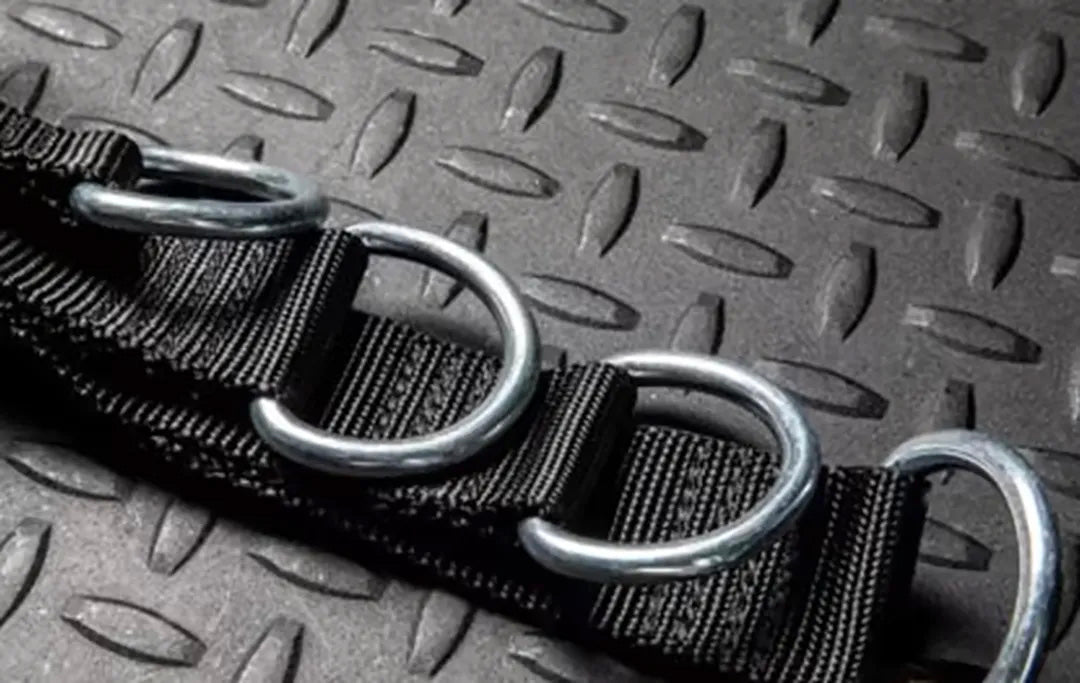 Rogue Multi Beltのサイズ調整に使用する5つのスチール製Dリング