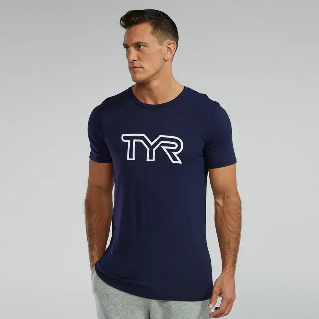 【セール】TYR メンズ ウルトラソフト ライトウェイト トライブレンドテックTシャツ - ビッグロゴ